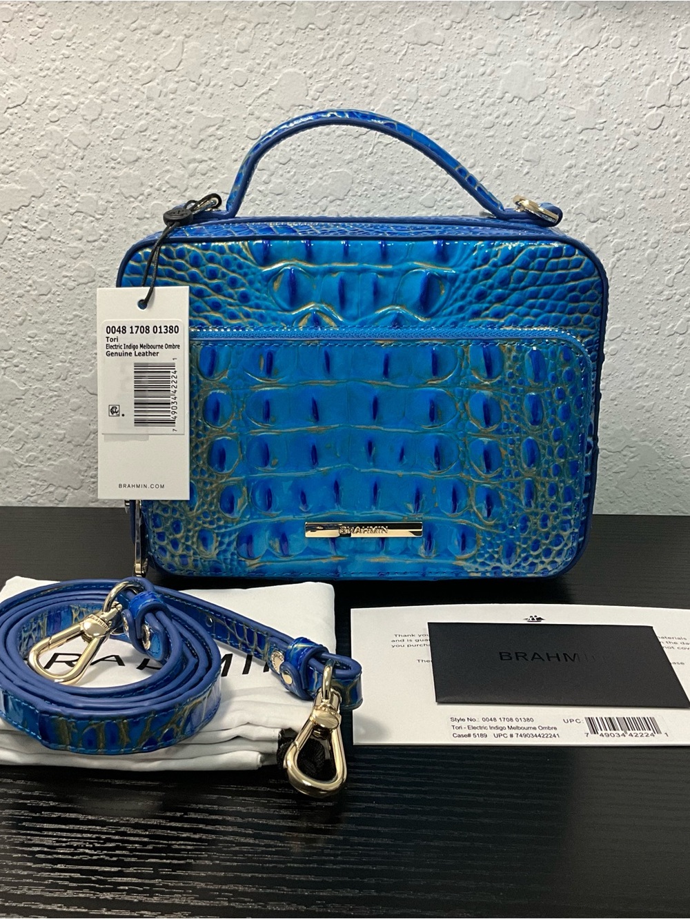 Brahmin Tori ELECTRIC INDIGO MELBOURNE OMBRÉ Crossbody Shoulder Satchel NWT